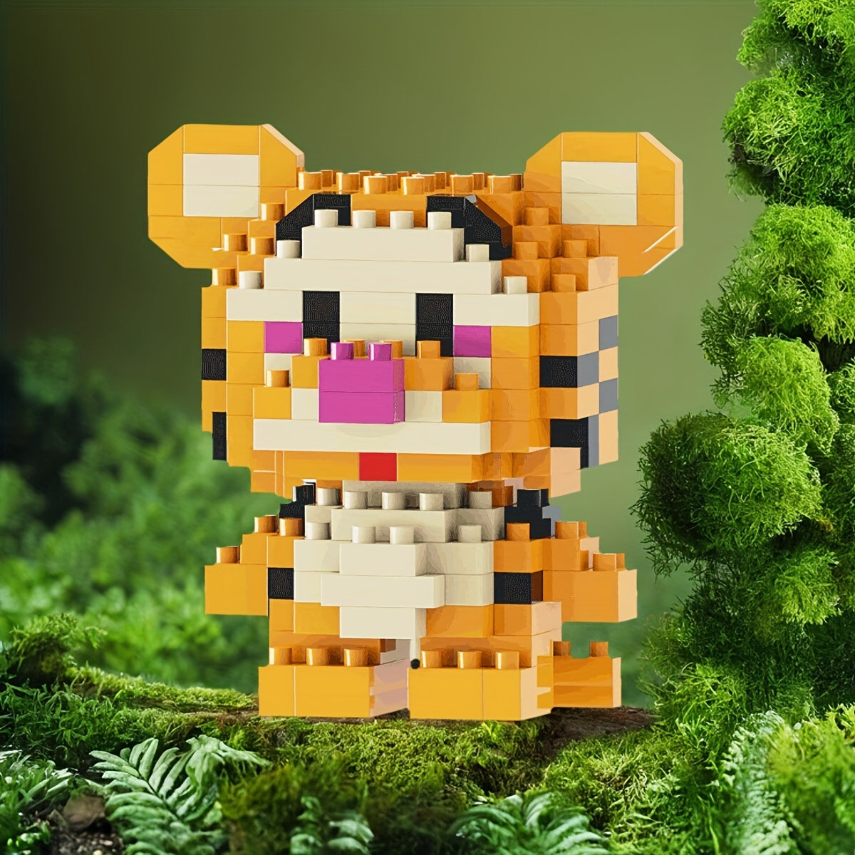 Tiger Mini Particle Building Blocks Cartoon Series for Kids, Toy, Educational Construction Set, Gift for Girls, Birthday Present, Yellow, Ages 6+, ABS Material