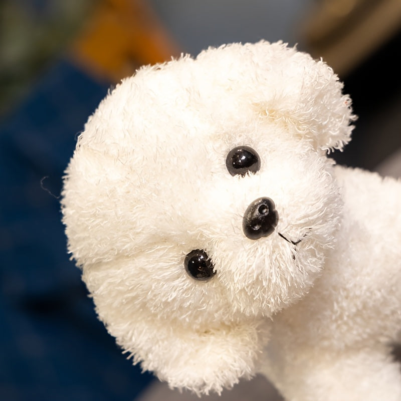 19cm\u002F7.48in Simulation Curly Teddy Dog Plush Toy, Soft and Cute Brown and White Puppy Stuffed Animal, Soft Polyester Fiber, Perfect Birthday Gift for Boys and Girls