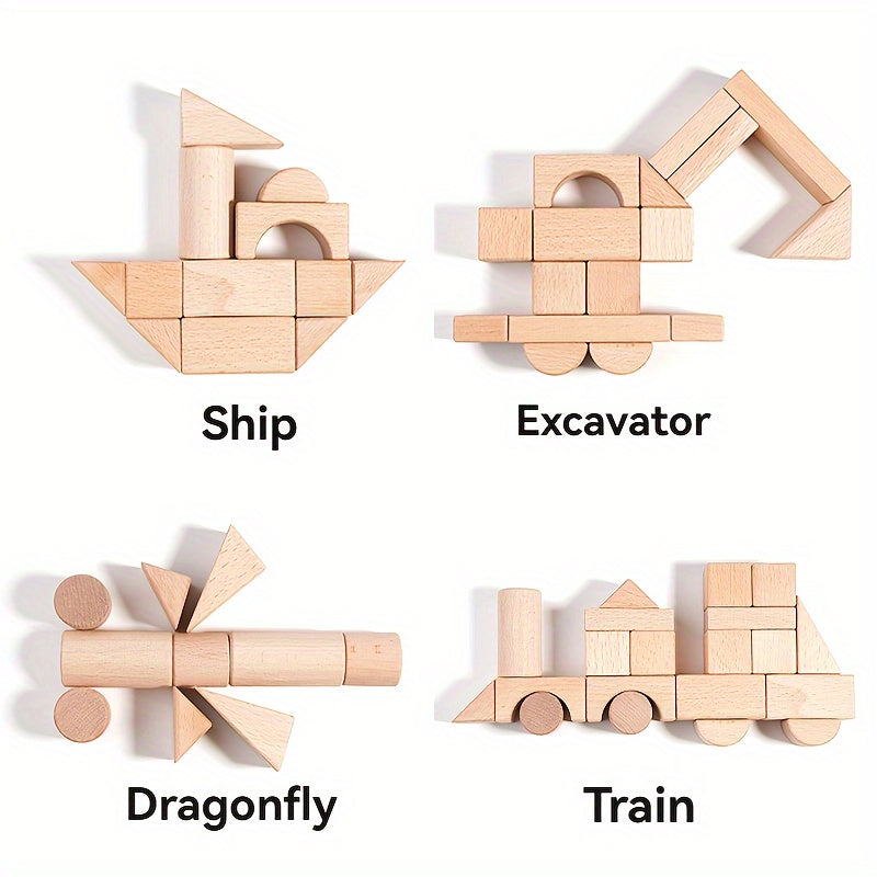 Log Large Particle Assembled Wooden Castle Building Blocks Environmental Educational Puzzle Toy