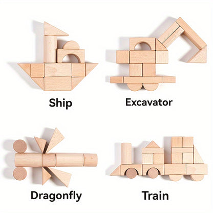 Log Large Particle Assembled Wooden Castle Building Blocks Environmental Educational Puzzle Toy