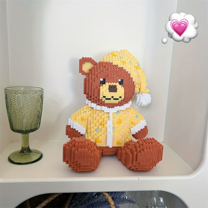 9000pcs Pajamas Teddy Bear Cute Animal Building Blocks Handmade DIY Jigsaw Living Room Tabletop Decoration Boy Girl Birthday Gift Pendant Decoration